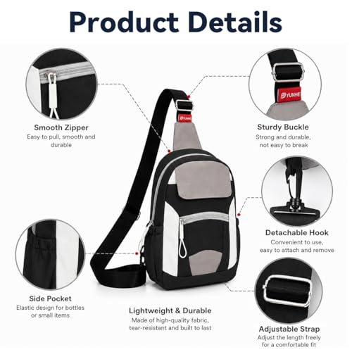 Image of GUSTAVE Small Crossbody Sling Chest Bag with Adjustable Strap, MultiPocket Daypack for Travel, Hiking, Biking, Gym, and Everyday Carry Lightweight Durable Polyester Design