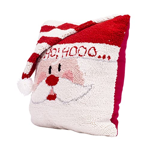 Glitzhome Hooked Merry Christmas 3D Santa Throw Pillow Filled Cushion Sofa Decorative Pillow 14" L X 14" W #TOP7