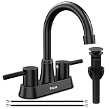Black Bathroom Faucet 3 Hole, Bathroom Faucets for Sink 3 Hole, Bathroom Sink Faucet, 4 Inch 2 Handle Centerset, Lead-Free, with Copper Pop...