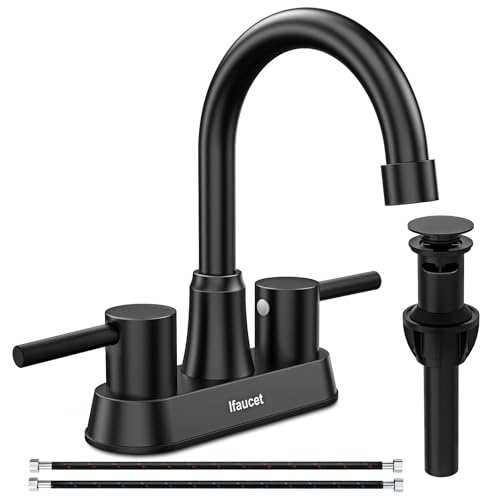 Black Bathroom Faucet 3 Hole, Bathroom Faucets for Sink 3 Hole, Bathroom Sink Faucet, 4 Inch...