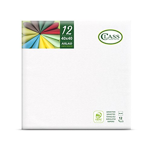 Class CE40 - 0-pefc Laid Serviette, Papier, Blanc, 40 x 40 x 0.48 cm, 12 unités Cover