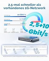 XikeStor 2.5G Switch | 8-Port 2.5G Managed Ethernet Switch | 8X 2.5GbE RJ45 + 1x 10G SFP+ | VLAN/QoS/LACP/STP/IGMP, Fanless Metallgehäuse, Web-Managed für NAS, Gaming PC, WiFi 6 AP, 4K Streaming – Ansicht 5