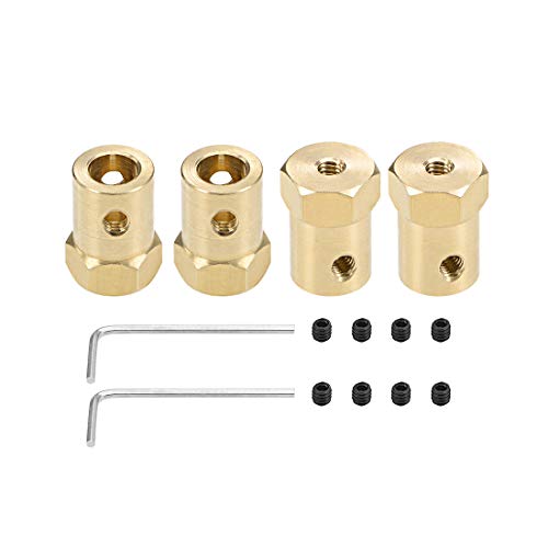 Coupleur hexagonal 7mm en laiton de haute précision pour transmission de roue et pneu de voiture