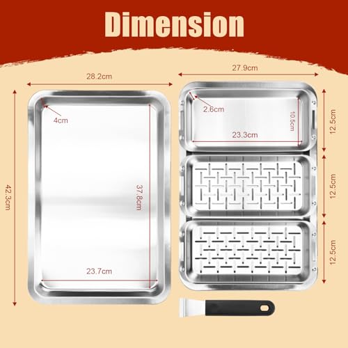 Denmay Grillkorb Set mit Deckel, Edelstahl Grillpfännchen Set mit Griff für Gasgrill & Holzkohlegrill – Universal Grillpfannen zubehör für Weber, Enders, Charbroil Grill, 3 Grillkörbe + 1 Grillschale