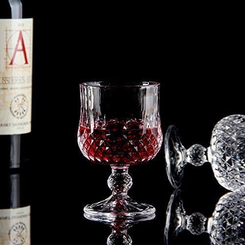 Image of Italian Style Classic White or Red Wine Glasses 230 ml Premium Crystal Clear Diamond Cut Glass | Perfect for Cocktail, Brandy, Mocktail, Champagne Set of (Small cry.$, 8)