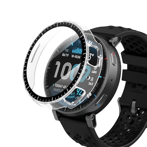 EasEasy For Amazfit Active Max �P�[�X PC+�K���X�t�B������̌^�P�[�X �Ռ��z�� �C�菝�h�~ Amazfit Active Max �J�o�[ �����ߗ� �����x�^�b�` ���t���ȒP �S�ʕی� �����K���X(�N���A)