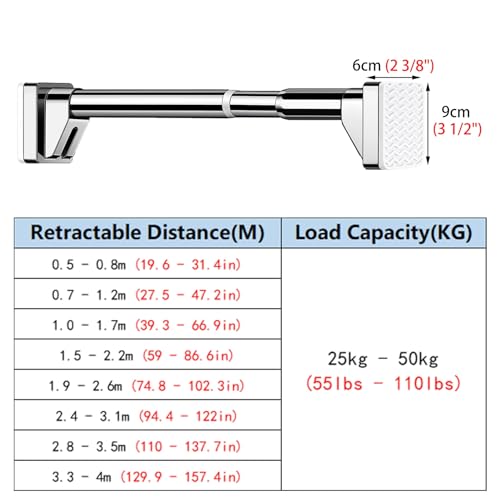 Barre extensible murale sans perçage pour penderie télescopique et dressing modulable