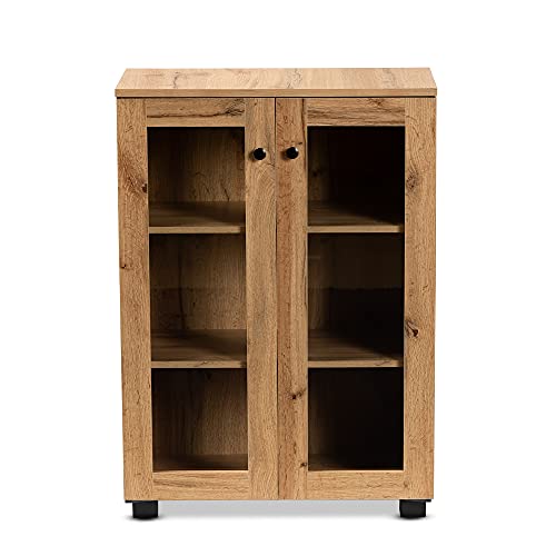 Baxton Studio Mason Storage Cabinet, Oak Brown/Black #TOP4