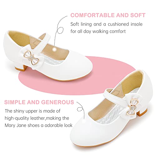 Image of Dufannie Girls Dress Shoes Princess Flats Heels for Toddler Little Big Kids