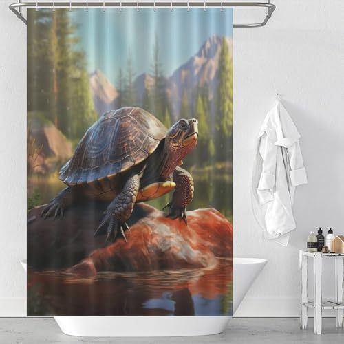 Rideau de douche tortue de mer imperméable lavable avec crochets