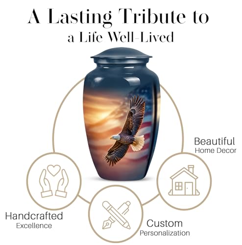 Image of Eagle American Flag Urns for Human Ashes Adult-Funeral Blue Urn for man