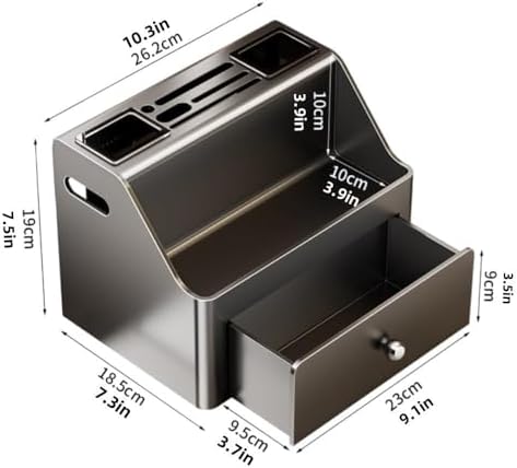 Multifunctional Metal Kitchen Knife Block & Spice Rack with 2 Chopstick Holders - Stylish Cutlery Organizer for Kitchen Countertops & Home Decor (Gray)