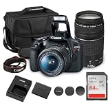 Canon EOS Rebel T7 DSLR Camera with 18-55mm & 75-300mm Double Lens Bundle