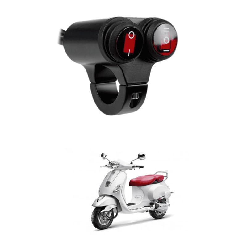 Lovmoto 7/8-inch Motorcycle Handlebar Dual Button CNC Metal 12V Switch Control for Indicator Light with Red for Headlight, Fog Light, Horn, Hazard Control Comfortable With Elect-ron