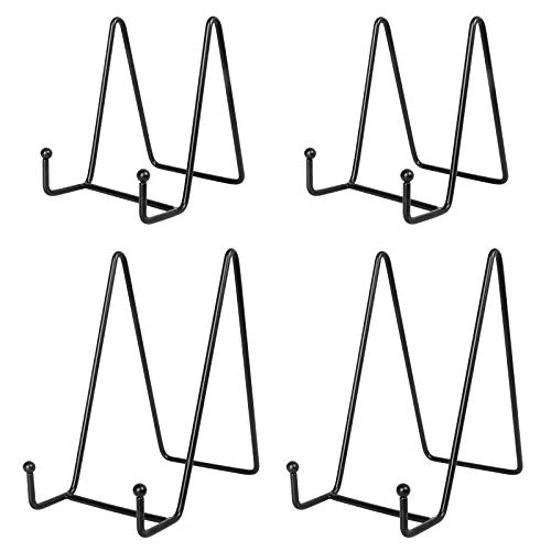 Lhedon 4 Pack Plate Stands for Display,Black Iron Easel Plate Holder Display Stands Metal Frame Holder Stands for Pictures,Book,Decorative Plates,Tablets and Art(4 Inch +6 Inch)