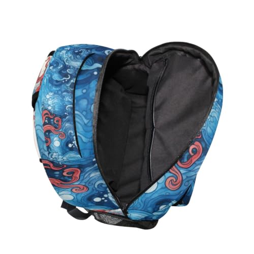 Sac à dos poulpe rouge confortable contre le mal de dos scolaire