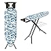 TEENO Tabla De Planchar Plegable 122 x 38 cm, Compatible con Plancha De Vapor, Cerradura Segura,7 Ajustes De Altura,100% Algodón,Universal para Hogar/Lavandería(Azul Estampado)