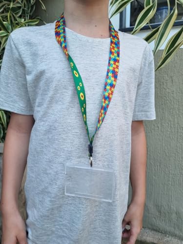 Cordão Dupla Face Girassol e Quebra Cabeça Tamanho Infantil identificação Autismo Autista Pcd + Trav
