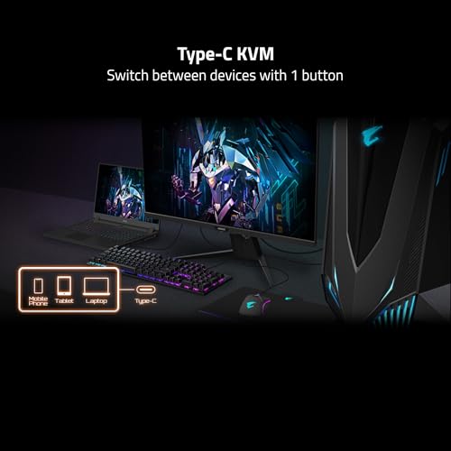 Image of GIGABYTE - AORUS FO27Q2 (SA) - 27 inch QD-OLED Gaming Monitor - QHD 2560x1440-240Hz - 0.03ms GTG - AMD FreeSync Premium Pro - Type C KVM - HDMI, DP, Type C - Height Adjustable - Black