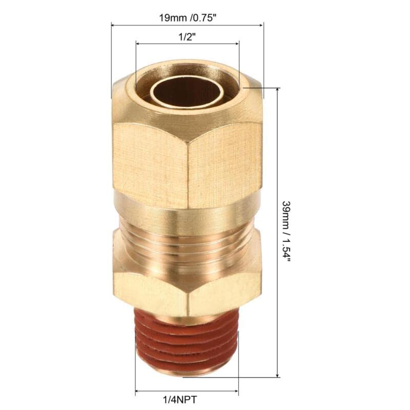 Tool parts Brass Compression Tube Fitting 1/4NPT x 1/2