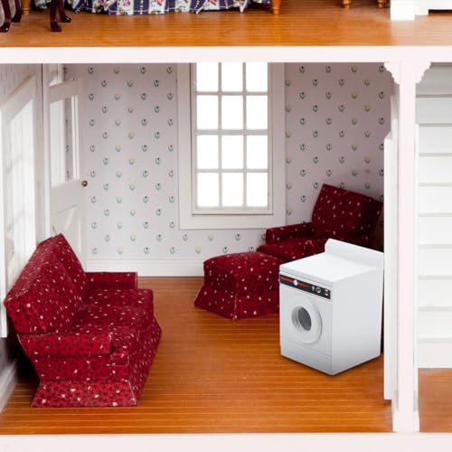 Toyvian Dollhouse Washing Machine Mini Cloth Washer Dryer Model Minihouse Laundry Machine Miniature for Dollhouse Furniture Accessories - Thumbnail 2