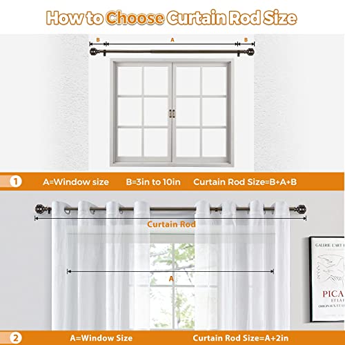 HOTOZON 3/4 Inch Curtain Rods 48 to 86 Inches(4-7.2ft), 2 Pack Antique Bronze Window Rods, Single Drapery Rod with Finials