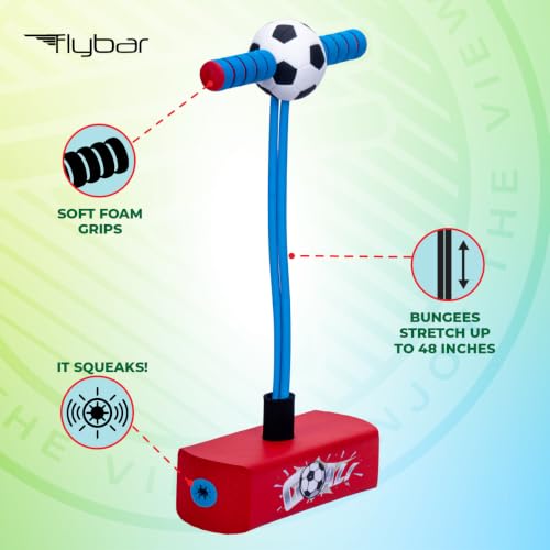 Flybar My First Foam Pogo Jumper for Kids, Screen-Free Active Foam Pogo Stick w/Squeak, Indoor Outdoor Bungee Hopper Toy for Balance & Coordination, Bouncy, Supports 250 lbs, Soccer, Ages 3+ by Flybar - Used condition - Image 4