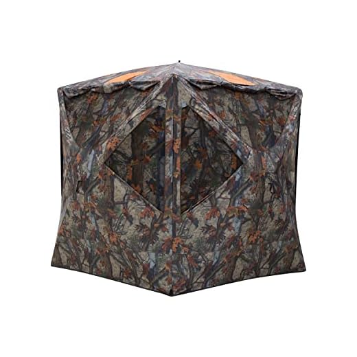 Barronett Blinds Tag Out Hub Hunting Blind, 3 Person Pop Up Ground Blind, Bloodtrail Woodland Camo and Blaze Orange Safety Panels, TA350BT, 90x90