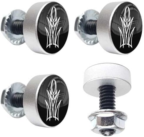 4 Silver Motorcycle Pinstripe License Plate Frame Fasteners Tag Bolt Screws Style-9856-5342