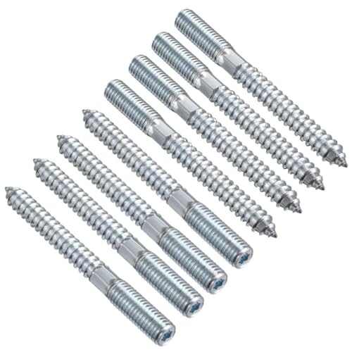Image of TOP-VIGOR 8Pcs M10x100mm Double Headed Bolts Self Tapping Screw, Double Ended Dowel Screws, Screw Dowels Hanger, Threaded Lag Wood Screws and Machine Bolts for Wood Joint Furniture