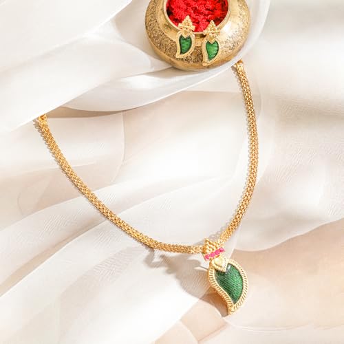 Image of Rubans Necklace Set Gold Plated Traditional Stylish Floral Theme Jewellery Gift for Women & Girls