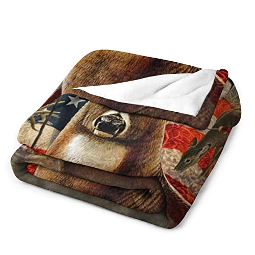 Moveise American Flag Blanket American Flag Usa Camo Buck Deer Hunting Throw Blankets Camouflage Throw Blanket For Couch Bed Sofa Decoration 56"X45" #TOP3