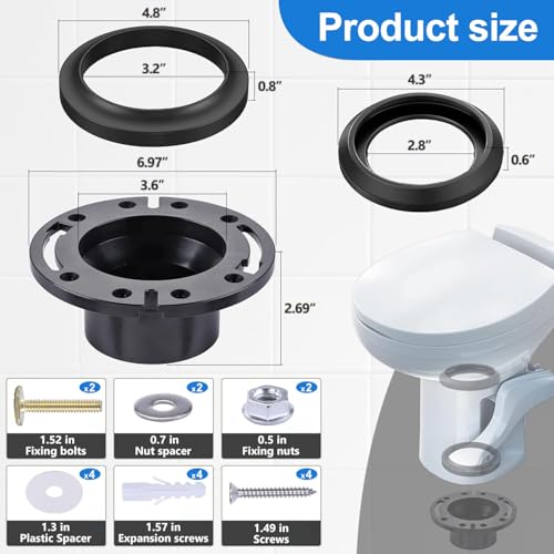 Image of RV Toilet Seal Kit Replacement for Thetford 34120 & 12524, Compatible with Aqua Magic Style Plus, Style II, Style Lite & Residence Toilets, Leak Proof Waste Ball Seal and Floor Seal Kit