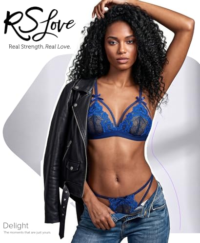 Image of RSLOVE Women Lingerie Set with Garter Belt | Heart Cutout Lace Design, Adjustable Fit, Soft Stretch Fabric, 3 Piece Romantic Lingerie Set