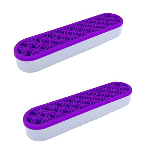 Image of TANG SONG 2 PCS Silicone Make up Brush Holder Cosmetic Storage Box Desktop Organizers (Purple)