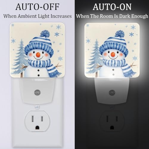 Image of NEWzone Snowman Snowflake Night Light [2 Pack], Plug in Wall Led Night Lights Decor for Boys Girls Room, Dusk to Dawn Sensor Wall Lamp for Stairway /Bedroom /Kitchen /Nursery Room