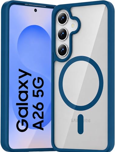 Image of ArmourPro MagSafe Compatible Case for Samsung Galaxy A26, Magnetic Wireless Charging Back Cover with Clear Back, Flexible TPU Bumper, Camera Protection | Navy Blue
