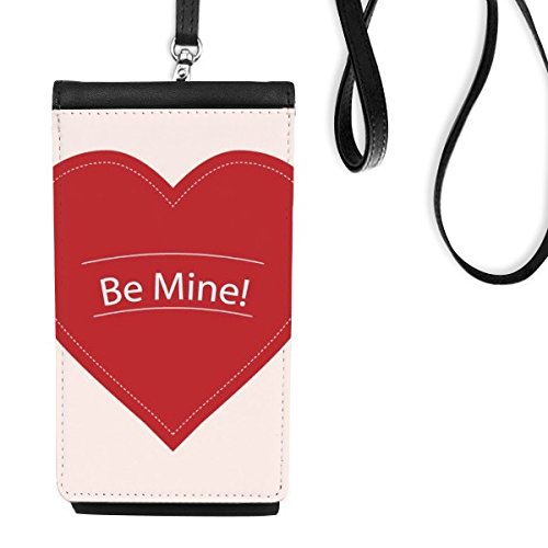 Sac à main suspendu pour téléphone noir en cuir avec motif coeur de la Saint-Valentin