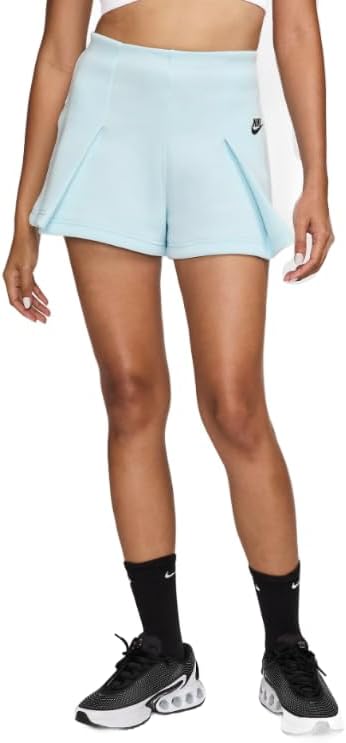 Nike Sportswear Tech Fleece Women's High-Waisted 3" Pleated Shorts, Glacier Blue/Black