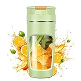 IPOミキサー ジューサー スムージー 小型 氷も砕ける 野菜 果物 離乳食用 栄養補充 一台多役 一人用 充電式 お手入れ簡単 600ML 2000回転バッテリー 持ち運びやすい Type-C充電ポート アウトドア 旅行 出張 オフィス 日本語取扱説明書（グリーン）