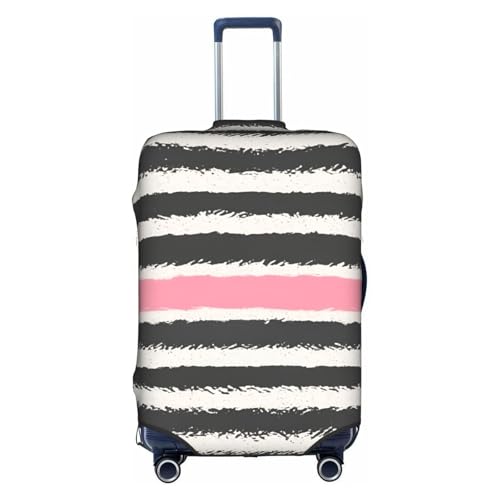 Red & Gray Stripes Tsa Approved Luggage Cover For 18-32 Inch Suitcases Scratch-Resistant Stretch Luggage Cover