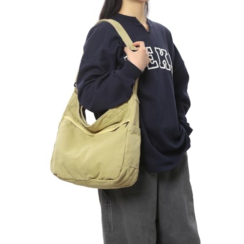 Image of Canvas Hobo Crossbody Shoulder Tote Bag for Women and Men Large Purse Messenger Bag Travel Work Shopping