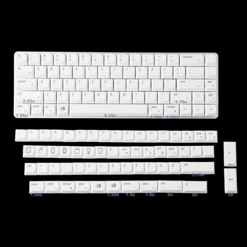 Image of YMDK Ultra-Slim Style Mx Low Profile Dye Sub PBT Keycaps for MX 61 64 68 75 84 87 96 108 Layout Mechanical Keyboard, 127 Normcore MAC White