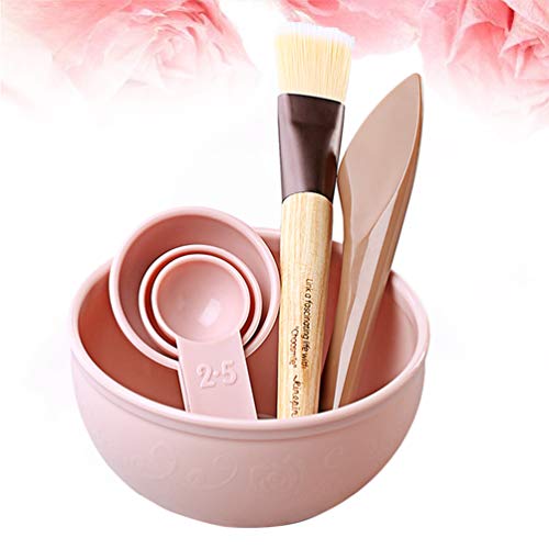 PIXNOR Face Pack Tigela Tigela Escova Colheres de Medição Mulheres Senhoras Casa Diy Suprimentos Ros