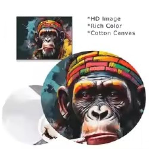 Affiche de rue chimpanzé graffiti peinture colorée sur toile 50x70cm