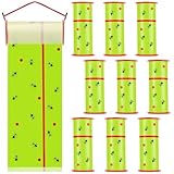 Mysora 10 Rolls Fly Strips Tape 30 ft Each Fly Paper Traps Indoor Outdoor Sticky Hanging Spotted Lanternfly Tree Tape for Fruitfly Plant Barn Stable(Fluorescent Green)