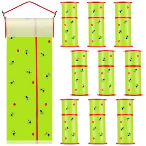 Mysora 10 Rolls Fly Strips Tape 30 ft Each Fly Paper Traps Indoor Outdoor Sticky Hanging Spotted...