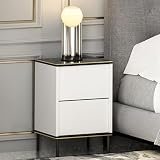 Dmora Nachttisch Eburonia 40 x 35 x H 60 cm, weiß, EIN Regal mit Flügelöffnung, eine Tür