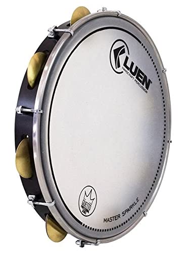 Pandeiro 12' Imbuia Preto - Serie Guetto Plat Lat Afin Sples Ferragem Cromada Pele Master Sparkle