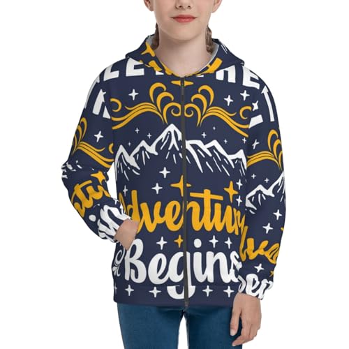 Let The Adventure Begins Kids Pullover Hoodies Boys Zip Up Sweatshirts Girls Athletic Clothes with Pocket3
